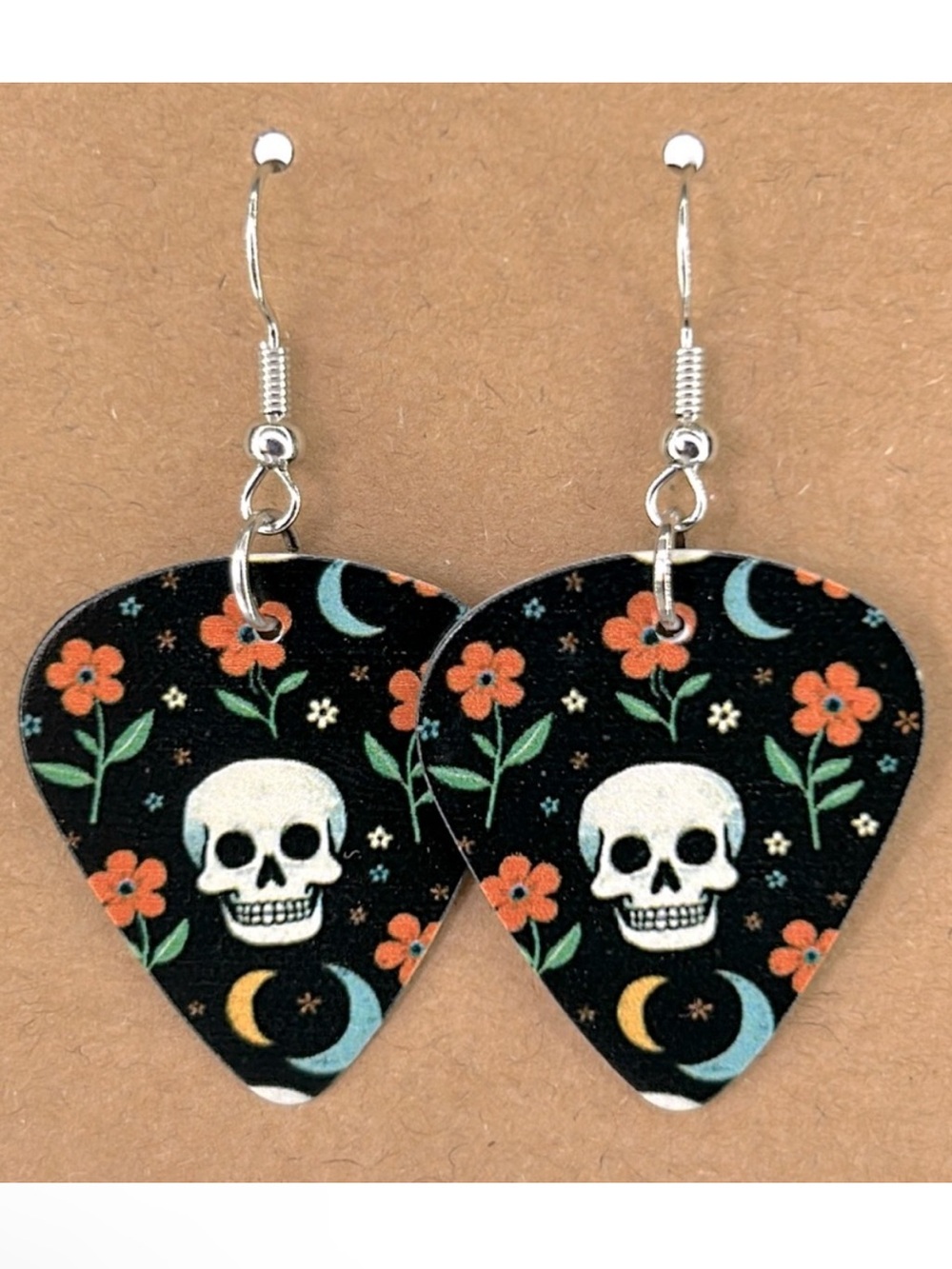 Skull Guitar Pick Custom Earrings Fashion Jewelry